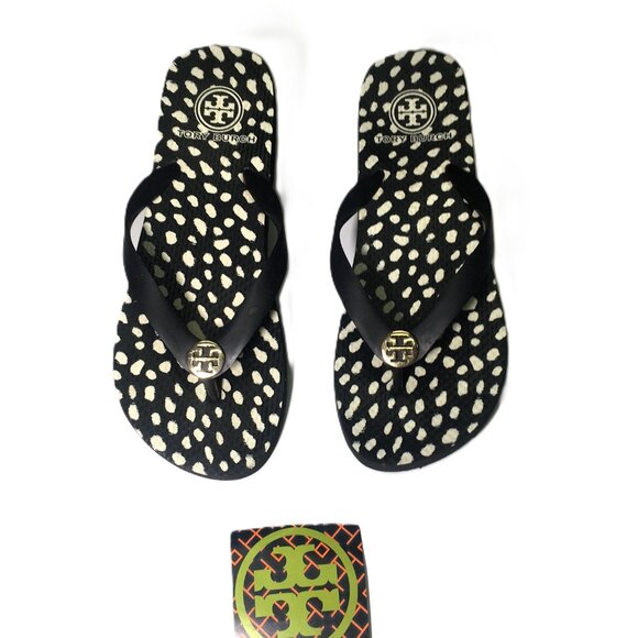 🛑 TORY BURCH Logo➕🆒 SANDALS Slip On SHOES Spotted Thong FLIP FLOP 💸BUY NOW‼️ - Picture 13 of 16